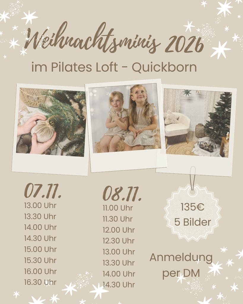 Termine für die Weihnachtsminis 2026 im Pilates Loft in Quickborn